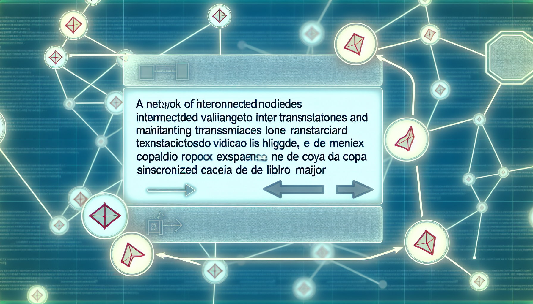 una red de nodos interconectados validando transacciones y manteniendo una copia sincronizada del libro mayor.
